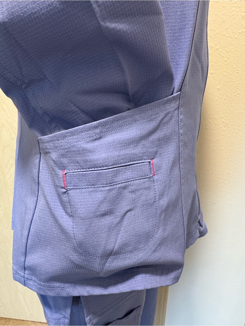 Women blue 3 pc jacket scrub Top and pants Functional Pocket Design